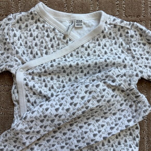Janie & Jack Onesie Pant Set Unisex Baby 18-24 Months White Gray Forest Bears - Picture 1 of 6
